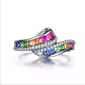 💎Brand new vibrant multicolored CZ unisex rings